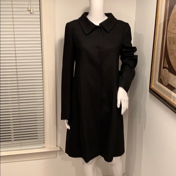 PRADA WOOL COAT BLACK SIZE 44 SNAPPED CLOSURE - Picture 4 of 15